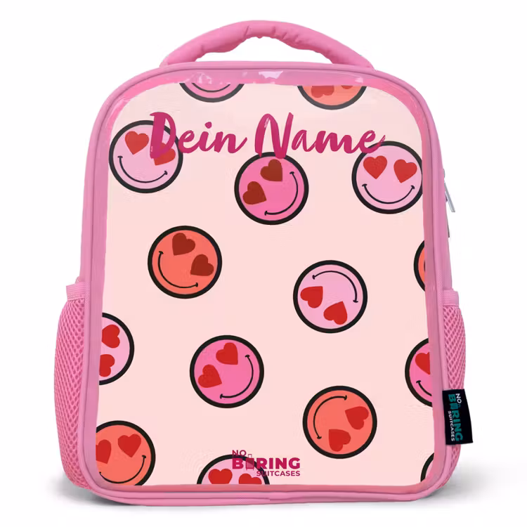 Rucksack Kind - Rosa - Herz - Smiley - Muster — 1