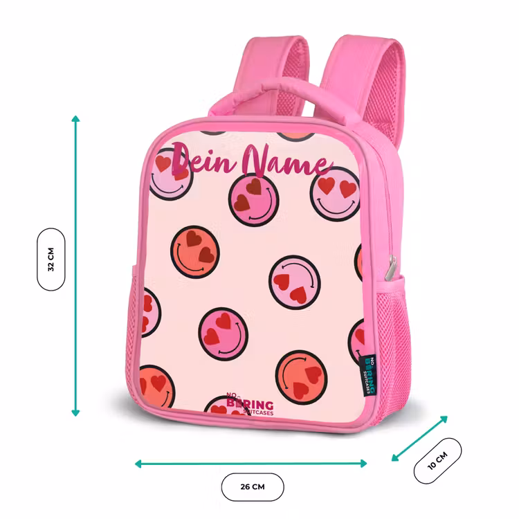 Rucksack Kind - Rosa - Herz - Smiley - Muster — 2