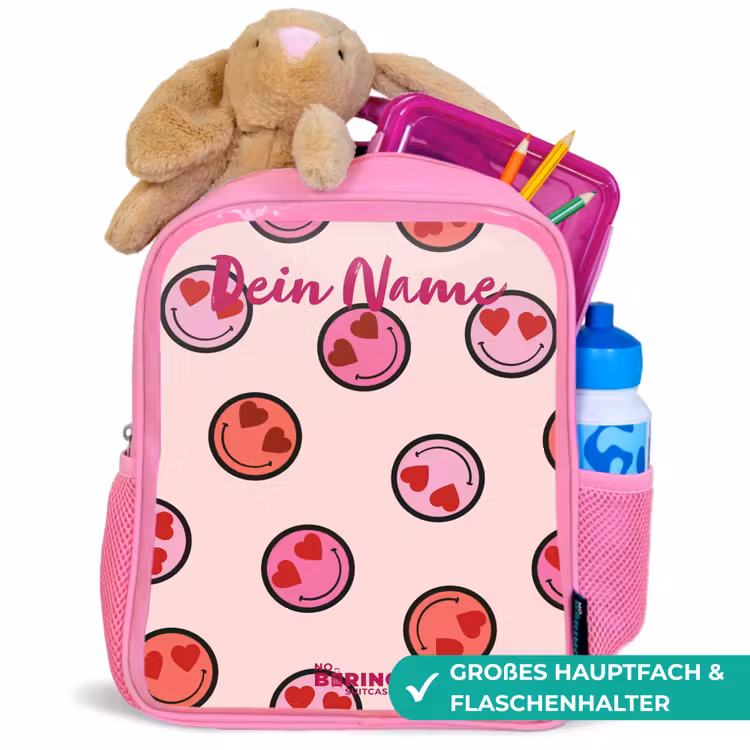 Rucksack Kind - Rosa - Herz - Smiley - Muster — 3