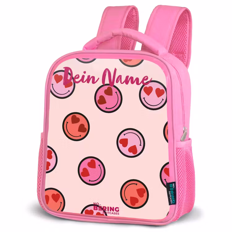 Rucksack Kind - Rosa - Herz - Smiley - Muster — 4