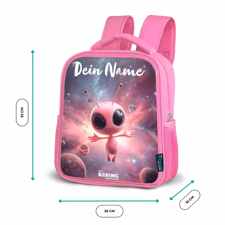 Rucksack Kind - Rosa - Rosa Alien im Sternennebel — 2