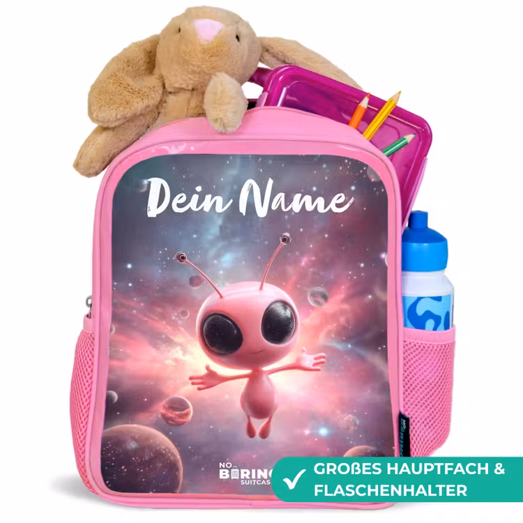 Rucksack Kind - Rosa - Rosa Alien im Sternennebel — 3