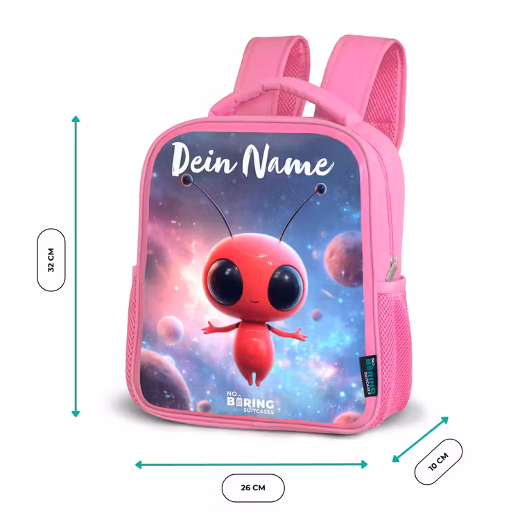 Rucksack Kind - Rosa - Rotes Raumwesen im kosmischen Tanz — 2