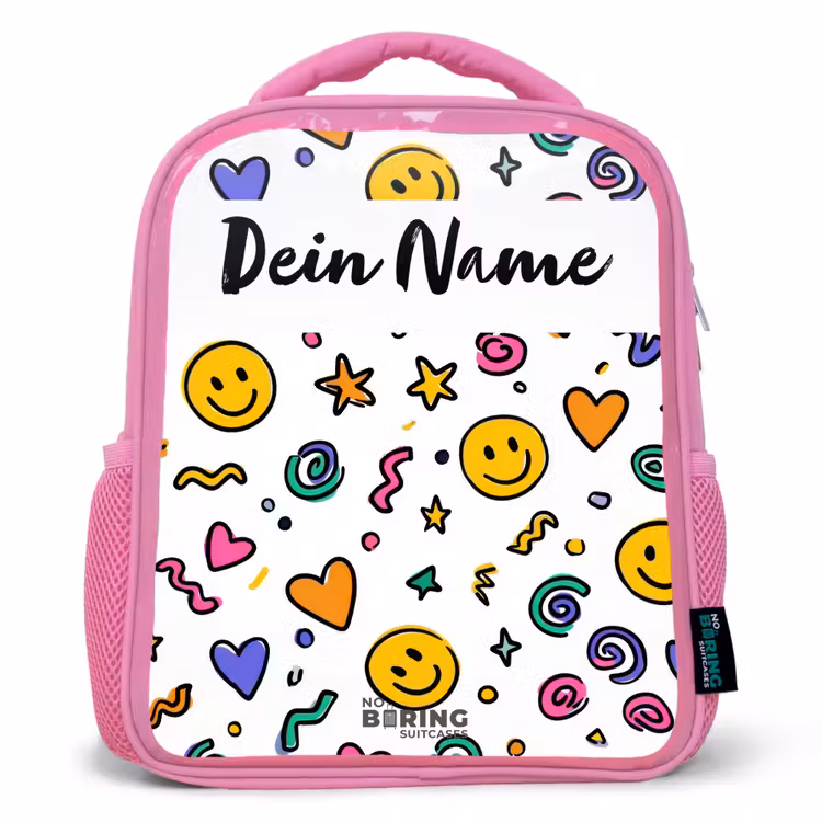 Rucksack Kind - Rosa - Smiley – Herz – Stern — 1