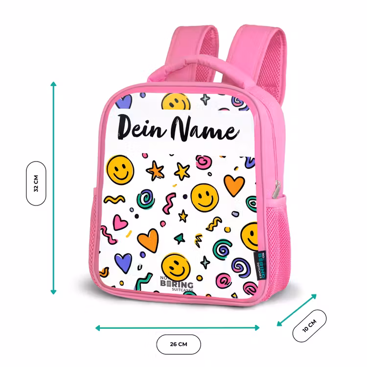 Rucksack Kind - Rosa - Smiley – Herz – Stern — 2