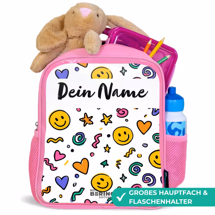 Rucksack Kind - Rosa - Smiley – Herz – Stern — 3