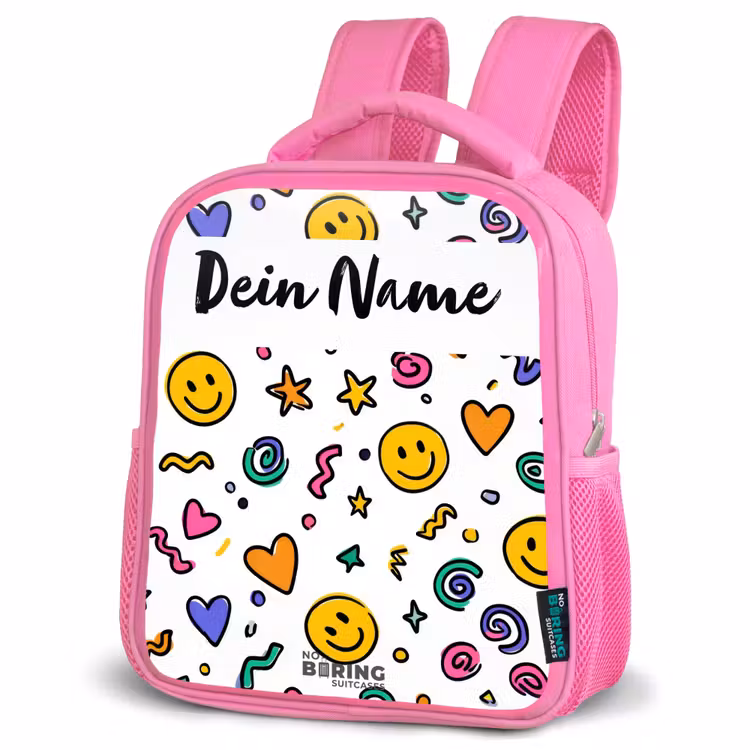 Rucksack Kind - Rosa - Smiley – Herz – Stern — 4