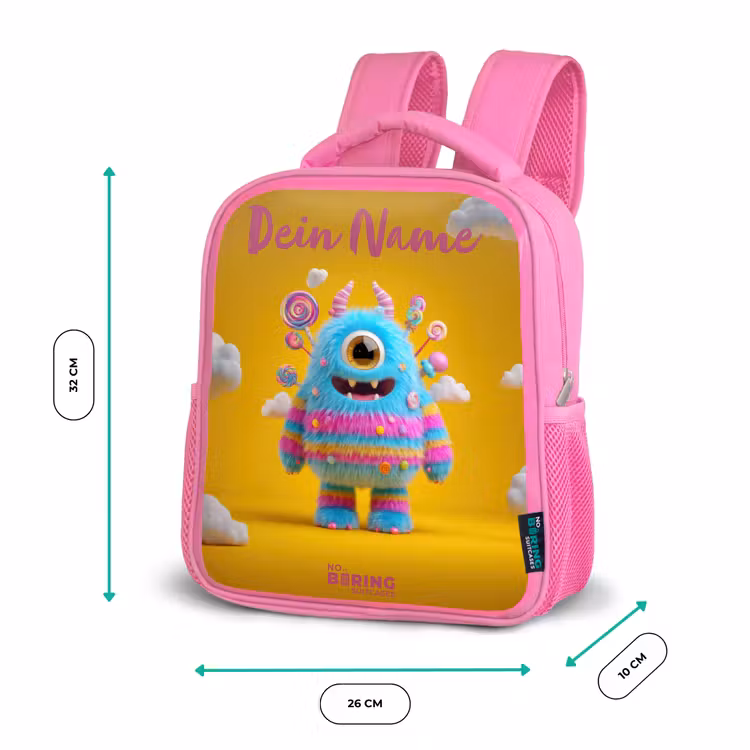Rucksack Kind - Rosa - Süßigkeiten - Monster - Regenbogen — 2