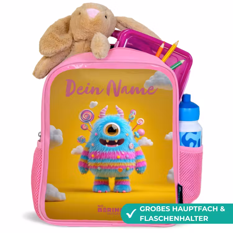 Rucksack Kind - Rosa - Süßigkeiten - Monster - Regenbogen — 3