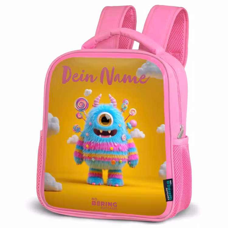 Rucksack Kind - Rosa - Süßigkeiten - Monster - Regenbogen — 4