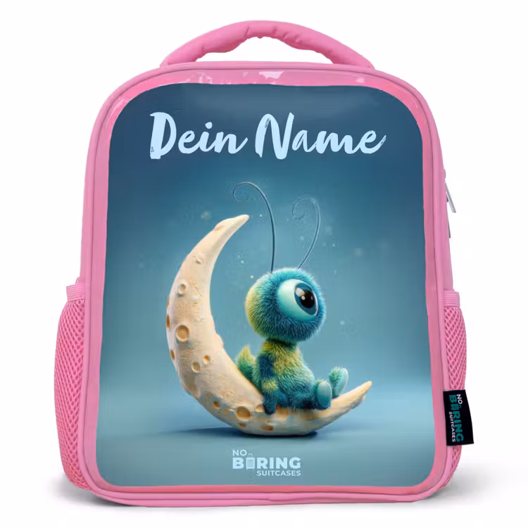 Rucksack Kind - Rosa - Verträumte Kreatur auf dem Mond — 1