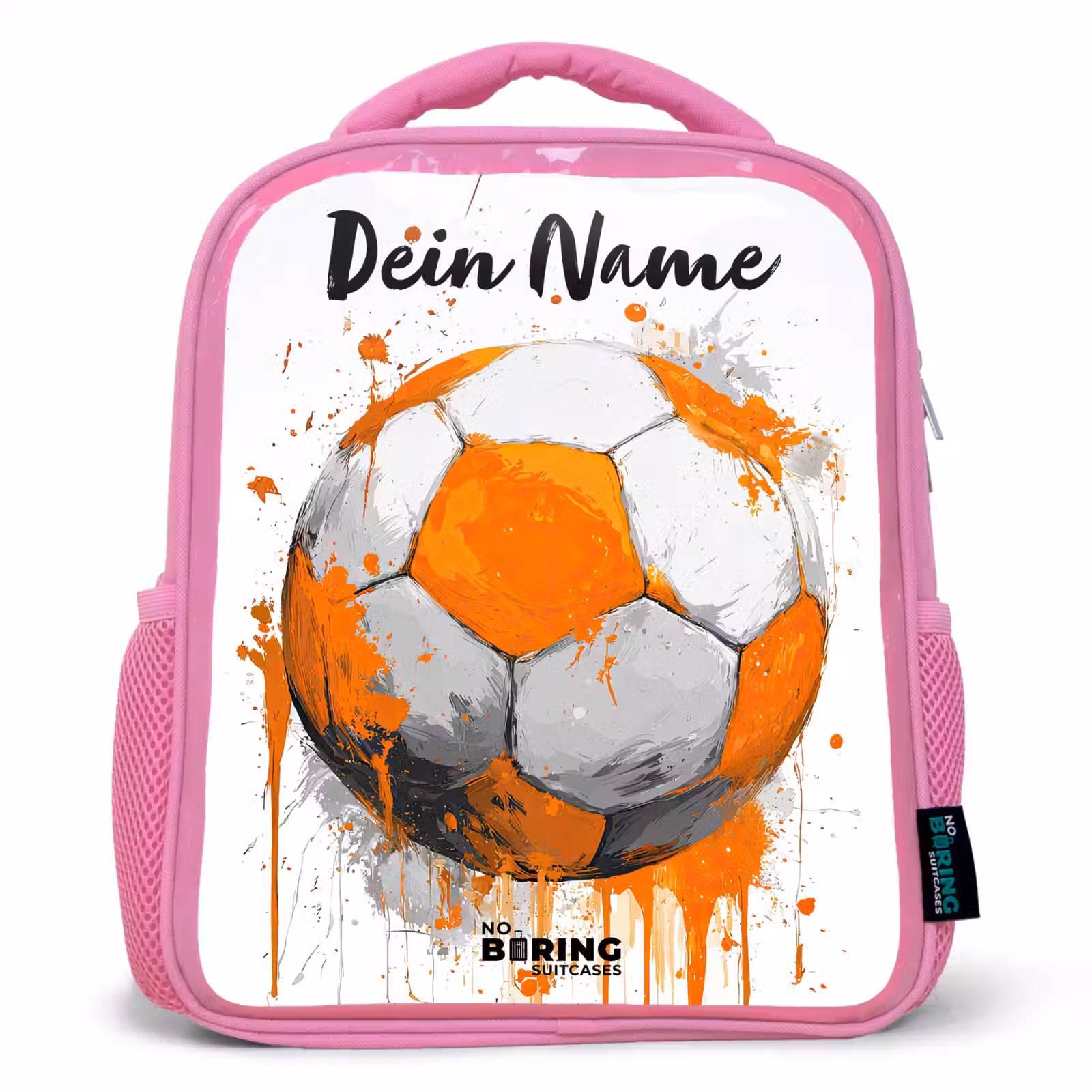 Kinderrucksack mit Namen - Rosa - Fußball-Vibes - Farbe - Orange — 1