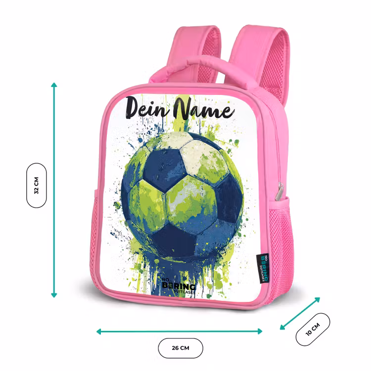 Kinderrucksack mit Namen - Rosa - Football vibes - Farbe - Grün - Blau — 2