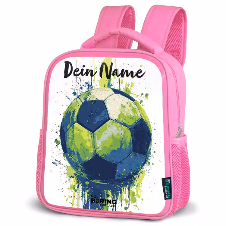 Kinderrucksack mit Namen - Rosa - Football vibes - Farbe - Grün - Blau — 4