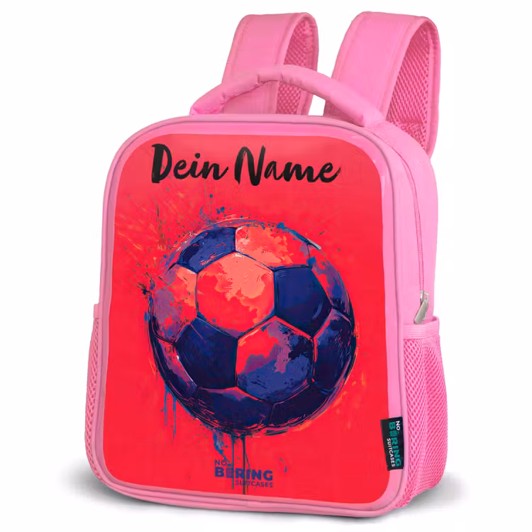 Kinderrucksack mit Namen - Rosa - Fußball-Vibes - Farbe - Blau - Rot — 4