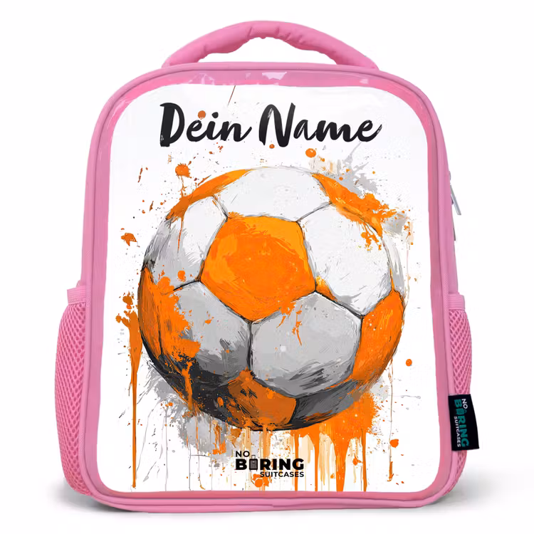 Kinderrucksack mit Namen - Rosa - Fußball-Vibes - Farbe - Orange — 1