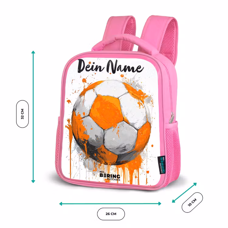 Kinderrucksack mit Namen - Rosa - Fußball-Vibes - Farbe - Orange — 2