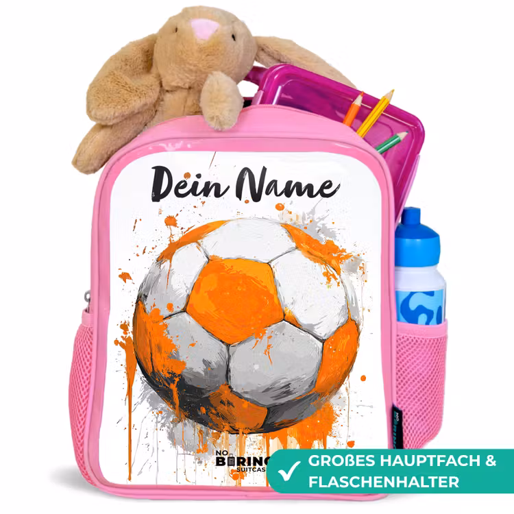 Kinderrucksack mit Namen - Rosa - Fußball-Vibes - Farbe - Orange — 3