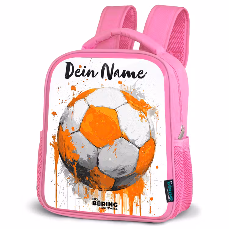 Kinderrucksack mit Namen - Rosa - Fußball-Vibes - Farbe - Orange — 4