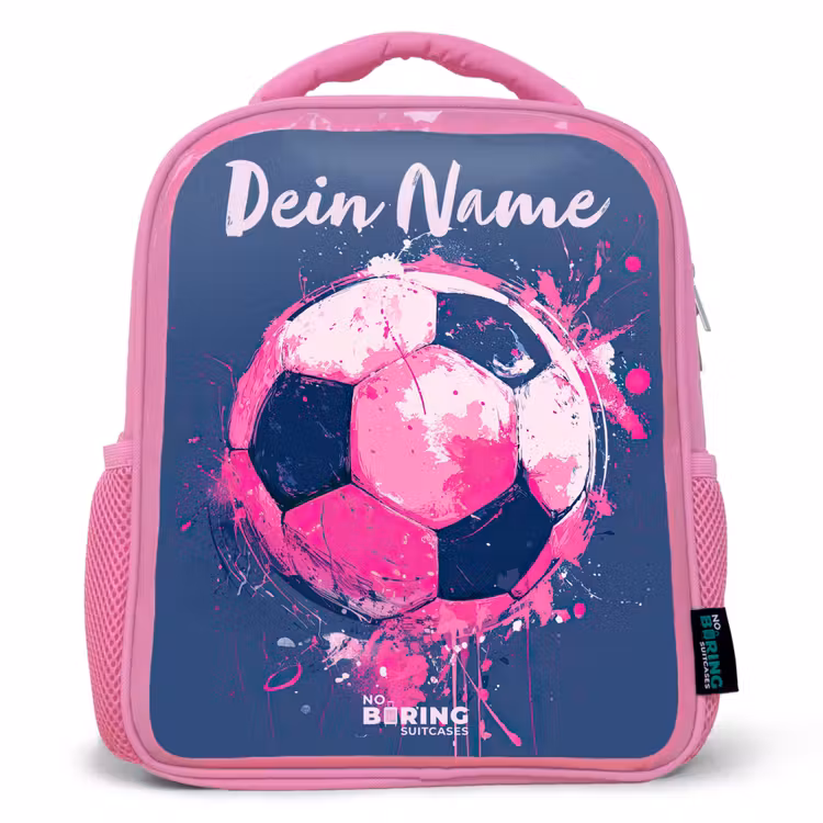 Kinderrucksack mit Namen - Rosa - Fußball Vibes - Farbe - Rosa - Blau — 1