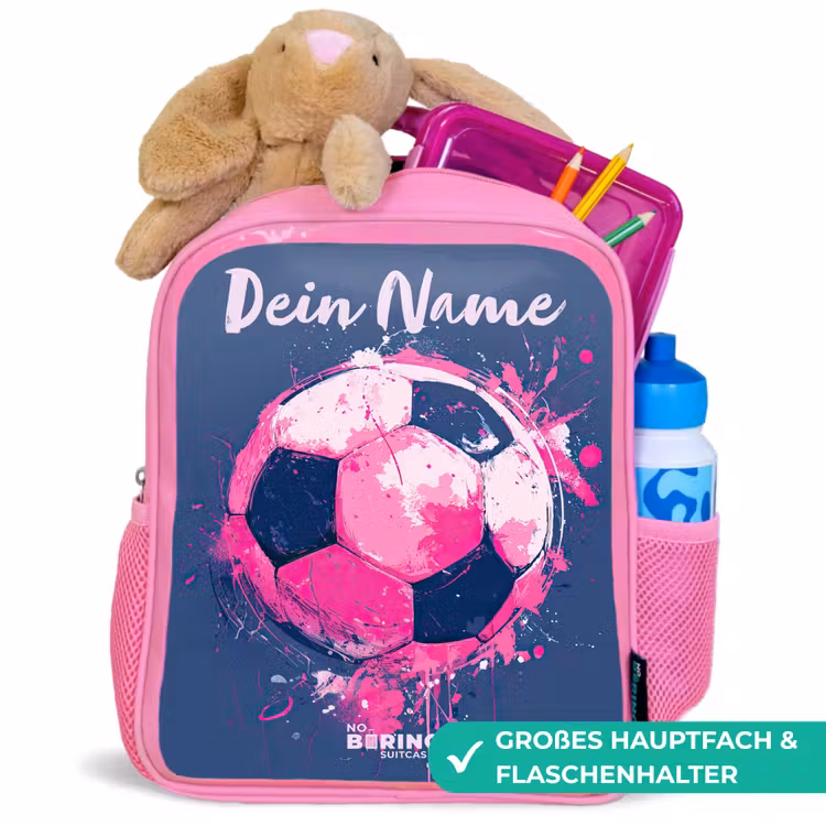 Kinderrucksack mit Namen - Rosa - Fußball Vibes - Farbe - Rosa - Blau — 3