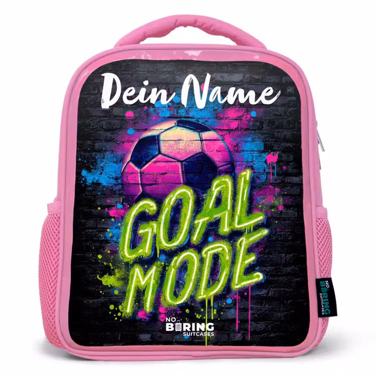 Kinderrucksack mit Namen - Rosa - Neon - Graffiti - Fußball - Farbenfroh — 1