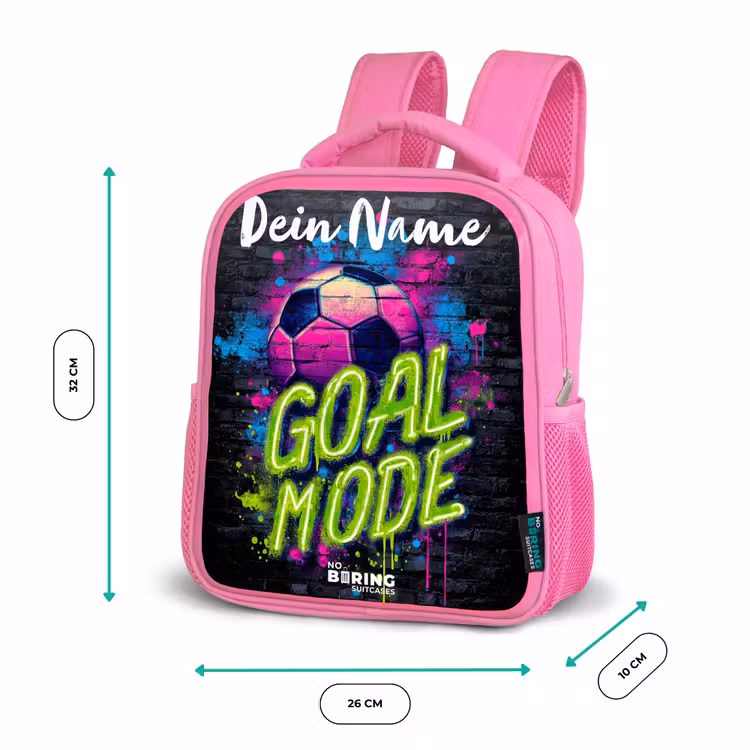 Kinderrucksack mit Namen - Rosa - Neon - Graffiti - Fußball - Farbenfroh — 2