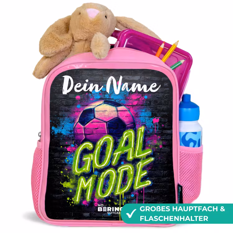 Kinderrucksack mit Namen - Rosa - Neon - Graffiti - Fußball - Farbenfroh — 3