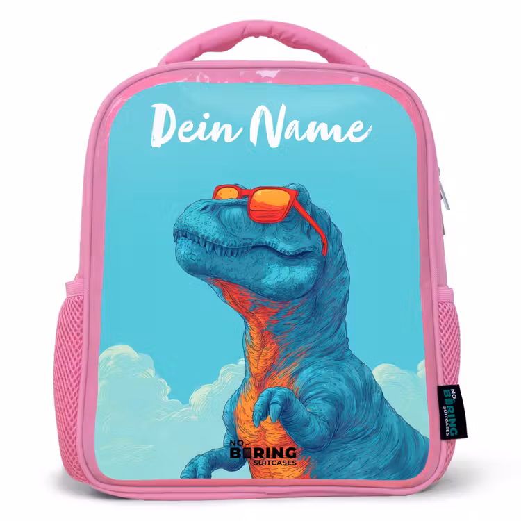 Rucksack Kind - Rosa - Dino - Sonnenbrille - Blau — 1