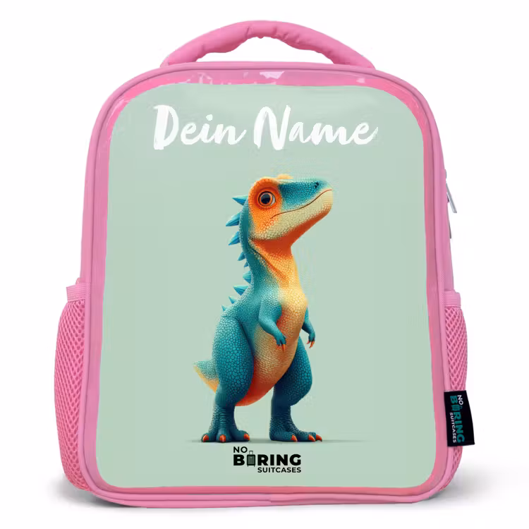 Rucksack Kind - Rosa - Dino - Tier - Grün - Orange — 1