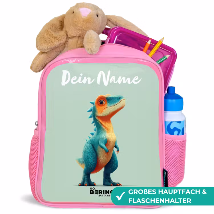 Rucksack Kind - Rosa - Dino - Tier - Grün - Orange — 3