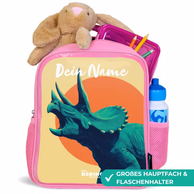 Rucksack Kind - Rosa - Dino - Triceratops - Tier — 3