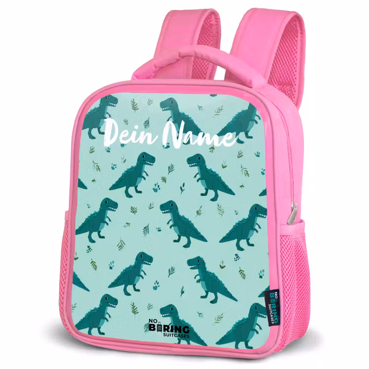 Rucksack Kind - Rosa - Dinos - Muster - Grün — 4