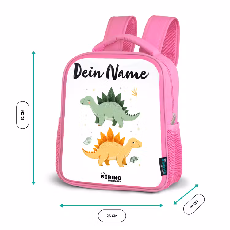Rucksack Kind - Rosa - Dinos - Tiere - Grün - Orange — 2