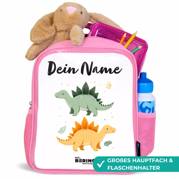 Rucksack Kind - Rosa - Dinos - Tiere - Grün - Orange — 3