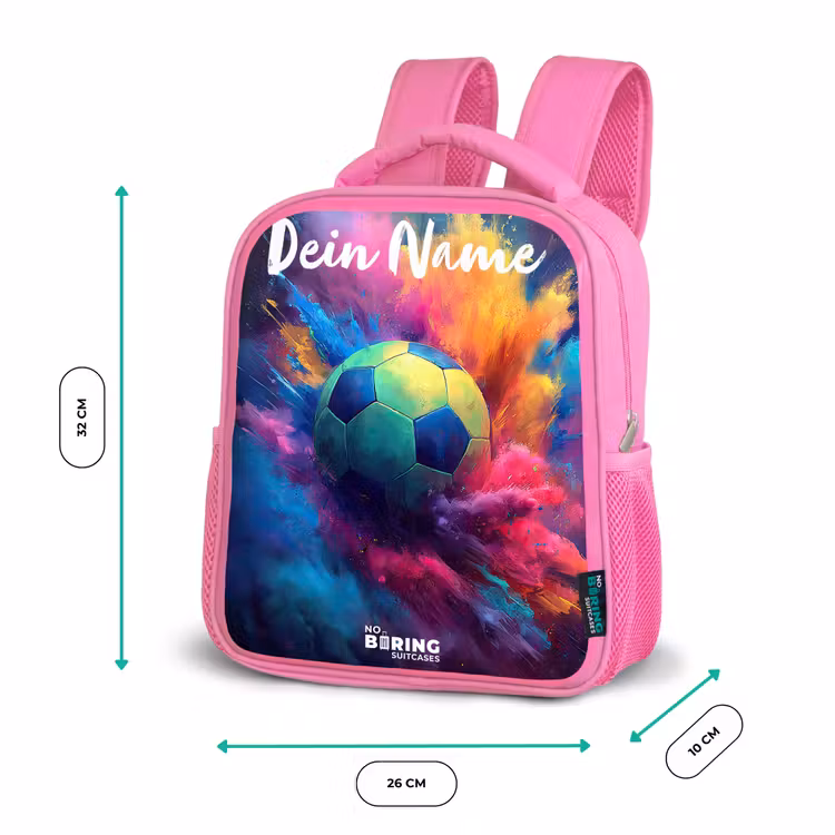 Kinderrucksack mit Namen - Rosa - Neon - Kugel - Farbenfroh — 2