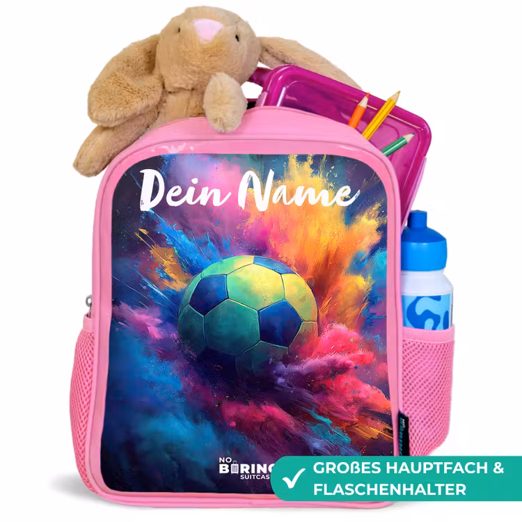 Kinderrucksack mit Namen - Rosa - Neon - Kugel - Farbenfroh — 3