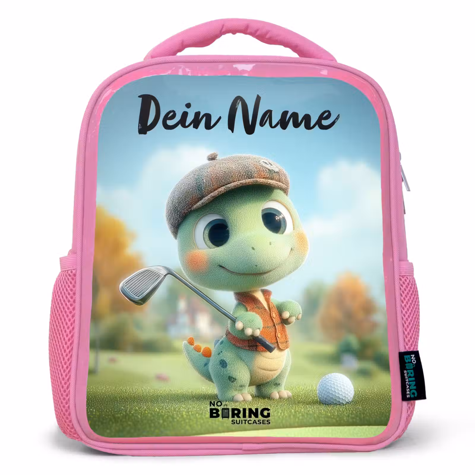 Kinderrucksack mit Namen - Rosa - Golf - Dino - Grün — 1