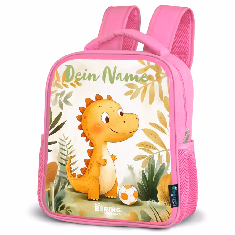 Kinderrucksack mit Namen - Rosa - Dino - Fußball - Orange — 4