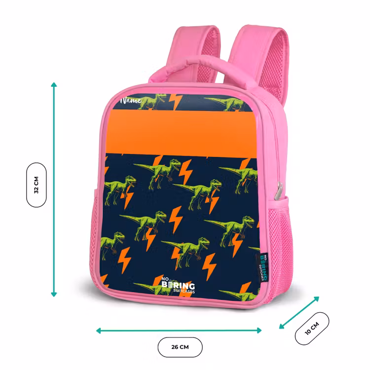 Rucksack Kind - Rosa - Dinos - Blitze - Tiere - Blau — 2