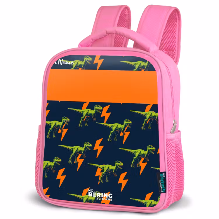 Rucksack Kind - Rosa - Dinos - Blitze - Tiere - Blau — 4