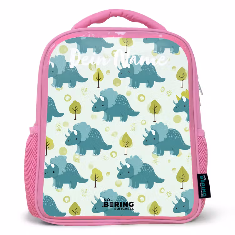 Rucksack Kind - Rosa - Dinosaurier - Muster - Natur — 1