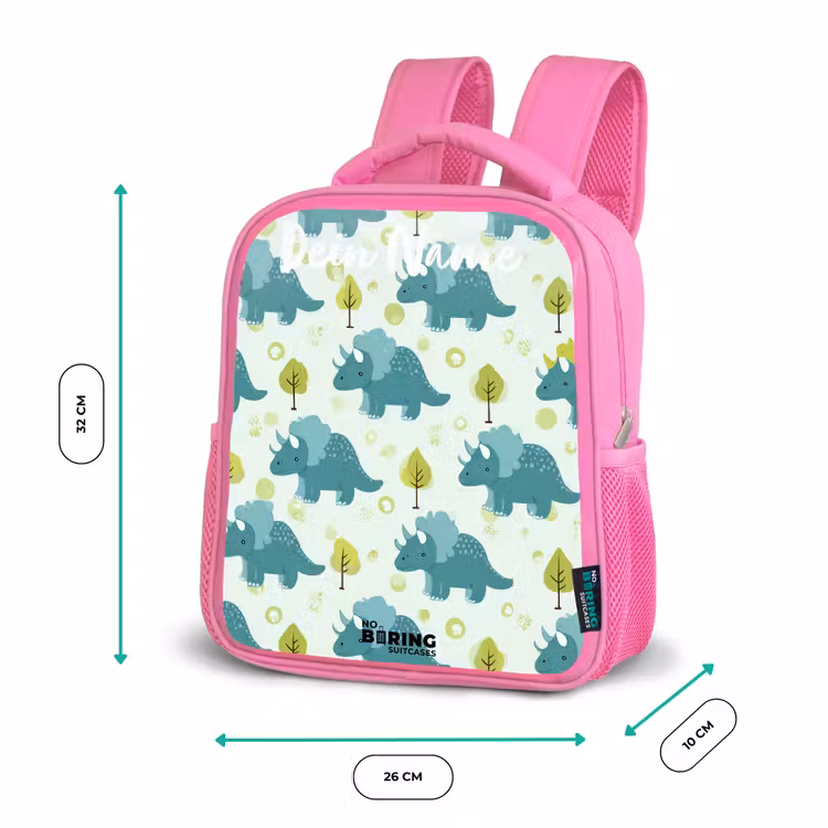 Rucksack Kind - Rosa - Dinosaurier - Muster - Natur — 2
