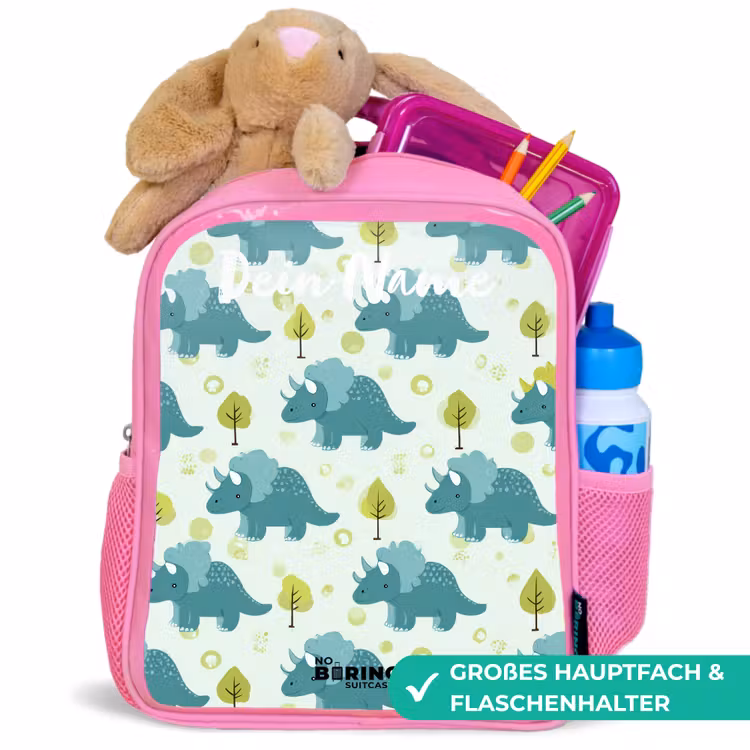 Rucksack Kind - Rosa - Dinosaurier - Muster - Natur — 3