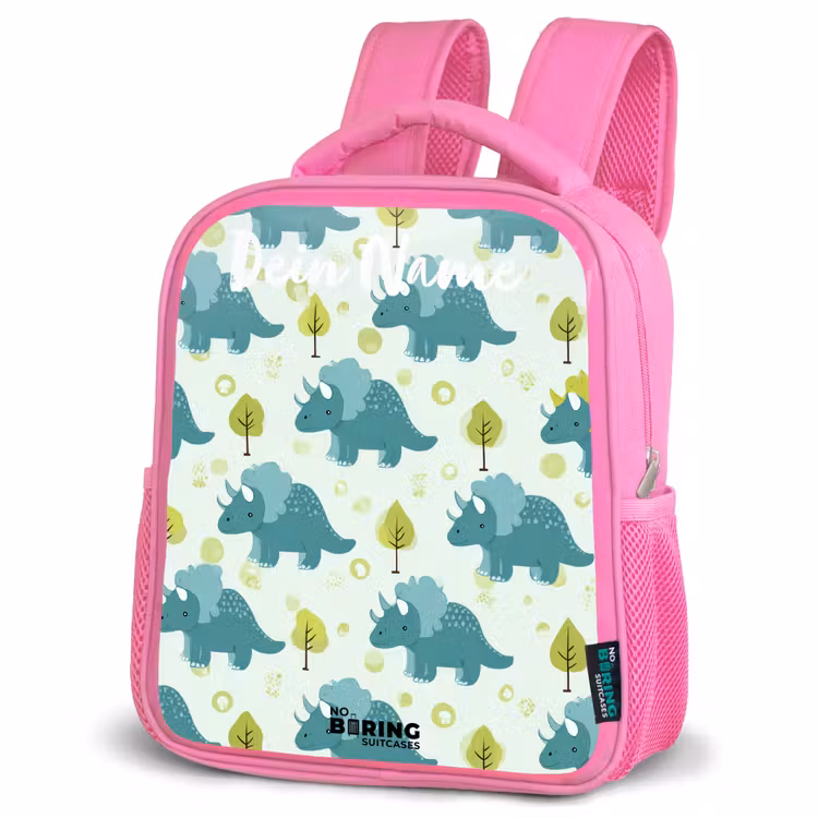 Rucksack Kind - Rosa - Dinosaurier - Muster - Natur — 4