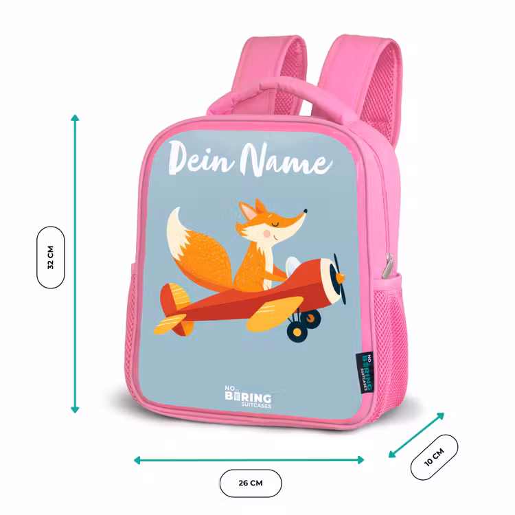 Rucksack Kind - Rosa - Fuchs - Flugzeug - Fliegen — 2