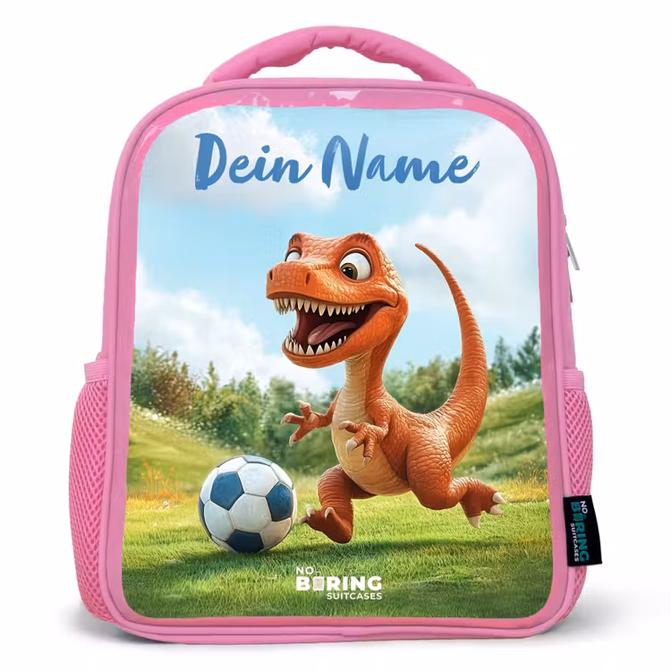 Kinderrucksack mit Namen - Rosa - Fußball - Dino - Sport — 1