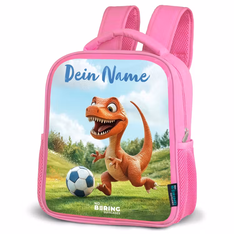 Kinderrucksack mit Namen - Rosa - Fußball - Dino - Sport — 4