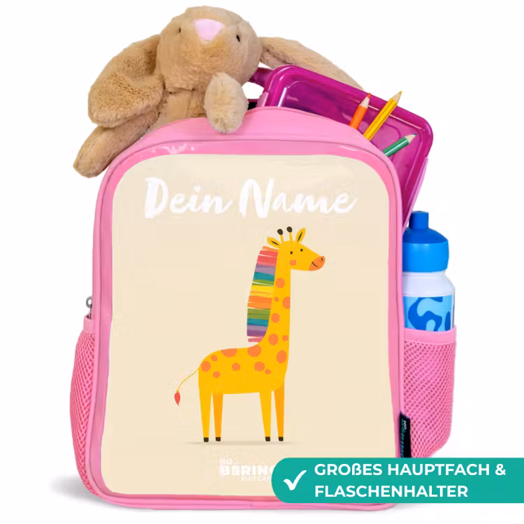 Rucksack Kind - Rosa - Giraffe - Tier - Farbenfroh — 3