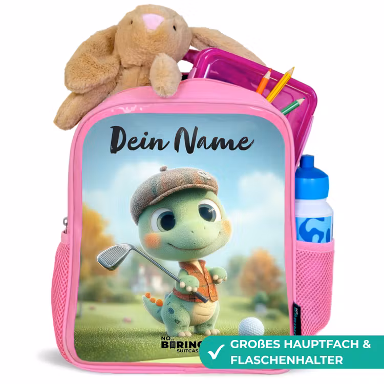 Kinderrucksack mit Namen - Rosa - Golf - Dino - Grün — 3